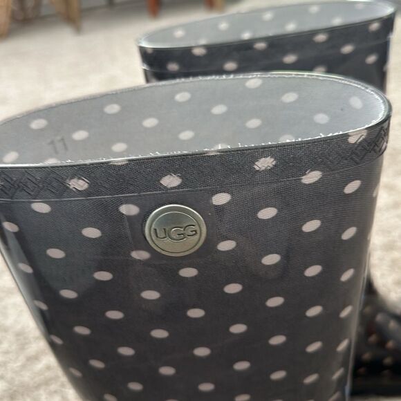 Ugg Shoes Ugg Australia Shaye Charcoal Polka Dot Tall Rubber Rain 11 - Picture 2 of 7